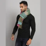 Men's Check Green Acrylic Scarf Winter Neck Wraps - Image 3