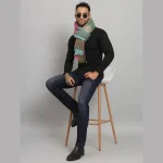 Men's Check Green Acrylic Scarf Winter Neck Wraps - Image 5