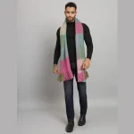 Men's Check Green Acrylic Scarf Winter Neck Wraps - Image 6