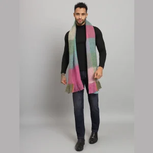 Men's Check Green Acrylic Scarf Winter Neck Wraps - Image 6
