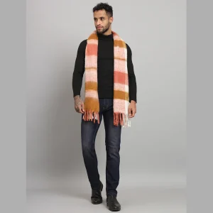 Men's Coral Check Winter Scarf Neck Wrap - Image 3