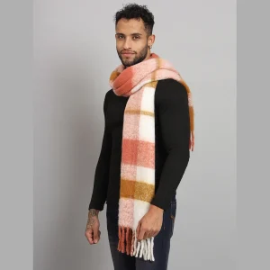 Men's Coral Check Winter Scarf Neck Wrap - Image 5
