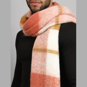 Men's Coral Check Winter Scarf Neck Wrap - Image 6