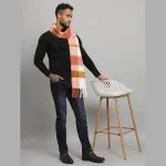 Men's Coral Check Winter Scarf Neck Wrap - Image 7