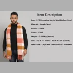 Men's Coral Check Winter Scarf Neck Wrap - Image 8