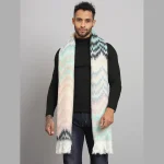 Men's Turquoise Zigzag Acrylic Reversible Muffler