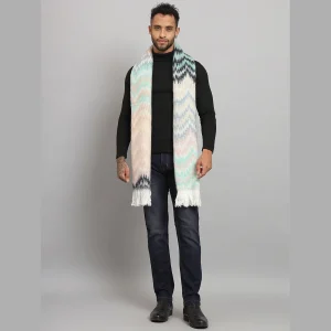 Men's Turquoise Zigzag Acrylic Reversible Muffler - Image 7