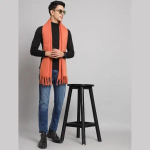 Men's Winter fashion Solid Rust Neck Wrap Soft Scarf - Image 6