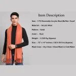 Men's Winter fashion Solid Rust Neck Wrap Soft Scarf - Image 8
