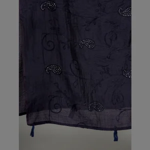 Navy Blue Sequence Women's Chanderi Dupatta - Image 5