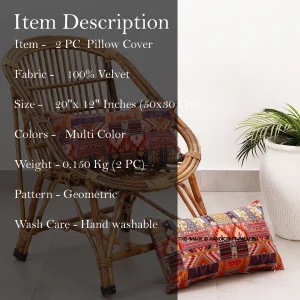 Pack of 2 Velvet Pillow Case Ikat Printed - Image 6