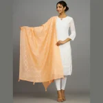 Peach Beautiful Handmade Women's Chanderi Silk Dupatta - Image 2