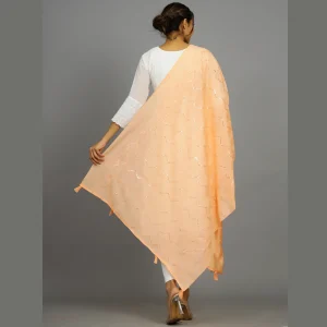 Peach Beautiful Handmade Women's Chanderi Silk Dupatta - Image 6