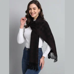 Purple & Black Check Wool Women's Muffler - Image 3