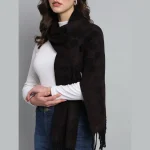 Purple & Black Check Wool Women's Muffler - Image 4