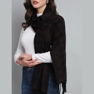 Purple & Black Check Wool Women's Muffler - Image 4