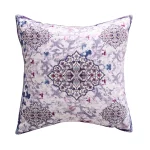 Purple Floral Printed Velvet Fabric Cushion Cover Set - Image 3
