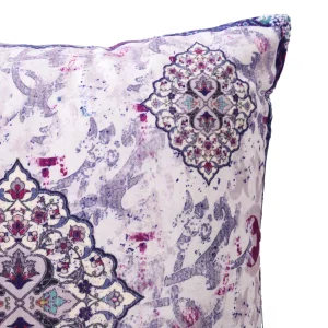 Purple Floral Printed Velvet Fabric Cushion Cover Set - Image 4