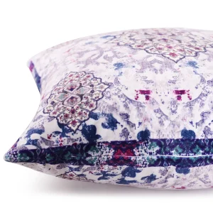 Purple Floral Printed Velvet Fabric Cushion Cover Set - Image 5