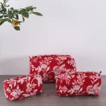 Red Floral Quilted Toiletries Storage Bags