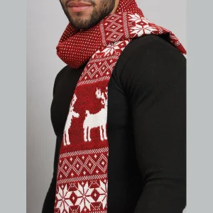Red Wool Muffler- Reversible Deer Pattern Scarf - Image 4
