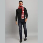 Red Wool Muffler- Reversible Deer Pattern Scarf - Image 5