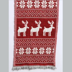 Red Wool Muffler- Reversible Deer Pattern Scarf - Image 6