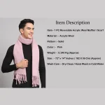Reversible Pink Acrylic Wool Men's Scarf /Muffler - Image 8
