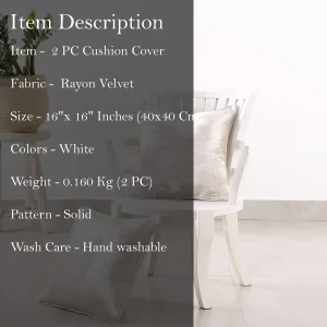 Set of 2 Decorative Velvet Cushion Cover Square White - Image 7