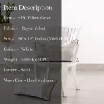 Set of 2 Velvet Cushion Cover Decorative White Pillows - Image 7