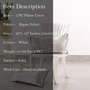 Set of 2 Velvet Cushion Cover Decorative White Pillows - Image 7