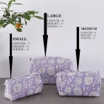 Set of 3 Pc Purple Floral Print Cotton Toiletry Bags - Image 5