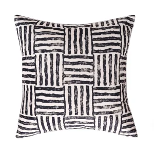 Sofa Velvet Black White Striped Printed Cushions 16'' - Image 3