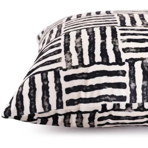 Sofa Velvet Black White Striped Printed Cushions 16'' - Image 5