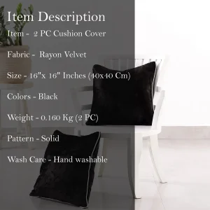 Soft Velvet Cushion Cover Black Color 40X40CM - Image 7