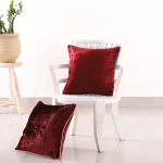 16" Wine Velvet Fabric Cushion Cover