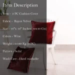 16" Wine Velvet Fabric Cushion Cover - Image 7