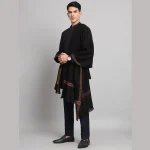 Solid Black Lohi Soft Wool Shawls Great Gift For Men's