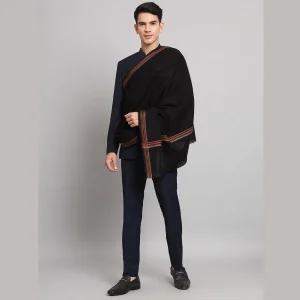 Solid Black Lohi Soft Wool Shawls Great Gift For Men's - Image 5