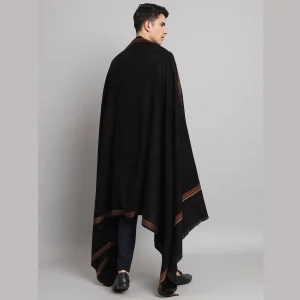 Solid Black Lohi Soft Wool Shawls Great Gift For Men's - Image 7