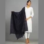 Stylish Navy Blue Chanderi Silk Dupatta 82" x 34" - Image 2