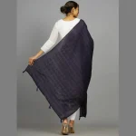 Stylish Navy Blue Chanderi Silk Dupatta 82" x 34" - Image 4