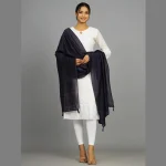 Stylish Navy Blue Chanderi Silk Dupatta 82" x 34" - Image 5