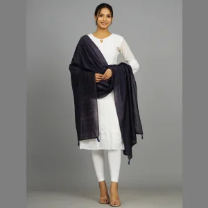 Stylish Navy Blue Chanderi Silk Dupatta 82" x 34" - Image 5