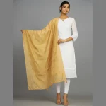 Traditional Beige Sequence / Thread Embroidery Dupatta - Image 2