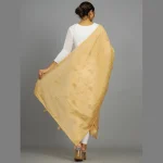 Traditional Beige Sequence / Thread Embroidery Dupatta - Image 4
