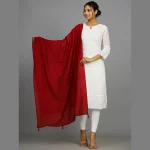 Traditional Thread Embroidery Self Design Daily Wear Maroon Dupatta - Image 2
