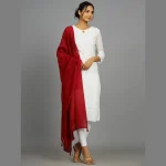 Traditional Thread Embroidery Self Design Daily Wear Maroon Dupatta