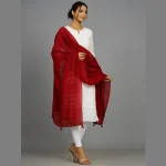 Traditional Thread Embroidery Self Design Daily Wear Maroon Dupatta - Image 4