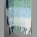 White & Blue Striped Acrylic Wool Scarf - Image 8